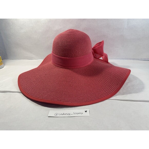 Pink Floppy Hat Wide Brim Foldable for Women Summer Bow Travel Outdoor Sun Wear main image 7